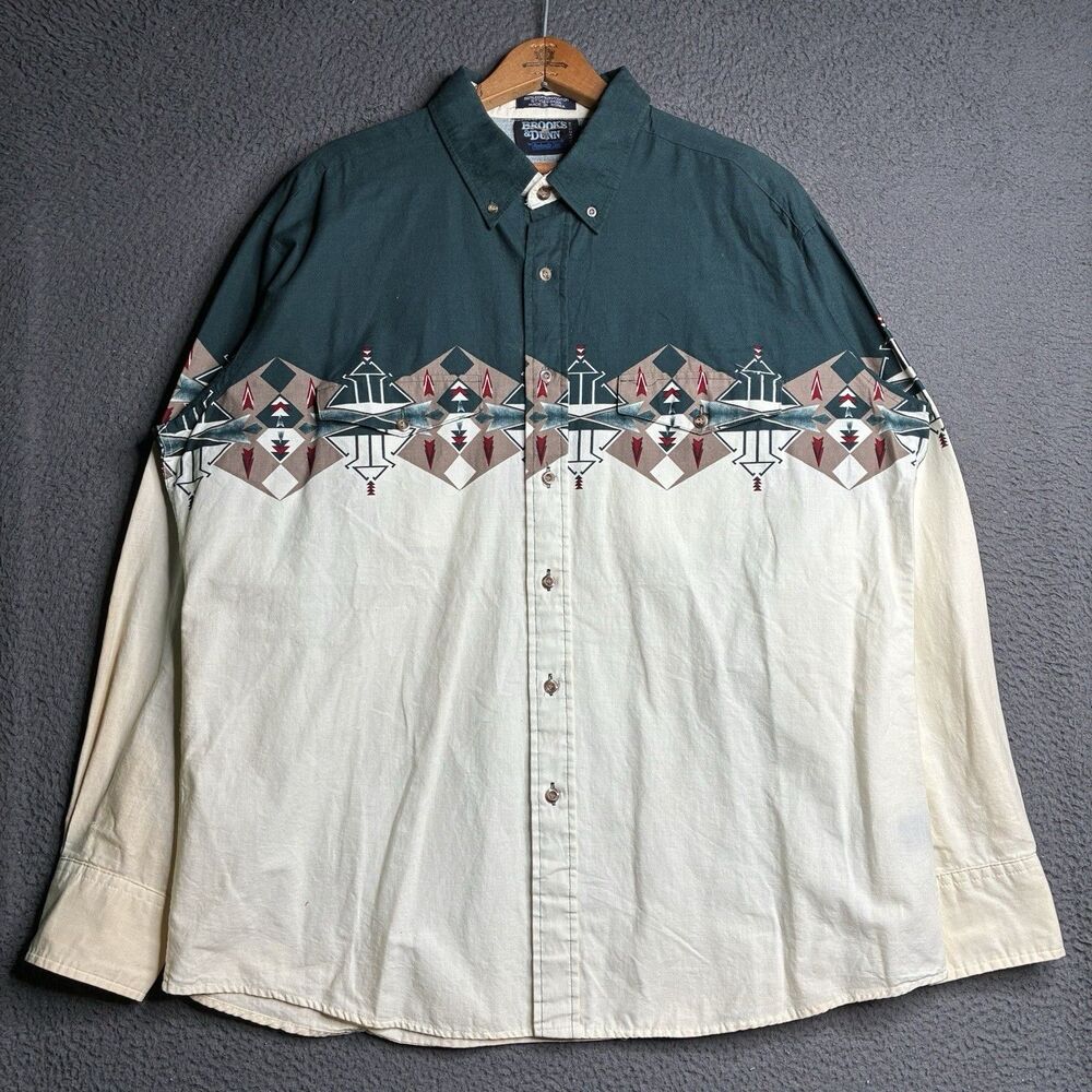 Brooks & Dunn Panhandle Slim Western Shirt Mens XL Aztec Cowboy 90s Southwestern